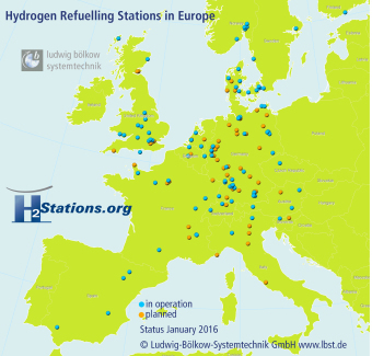 Hidrogeneras en el Europa a enero de 2016