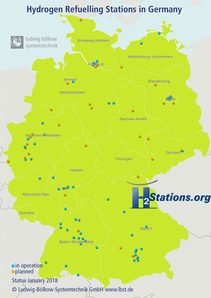Hidrogeneras en Alemania a enero de 2018